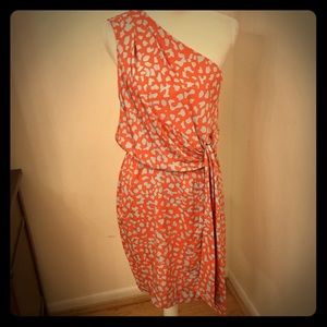 DVF Orange & Blue Leopard Silk Dress Size 10